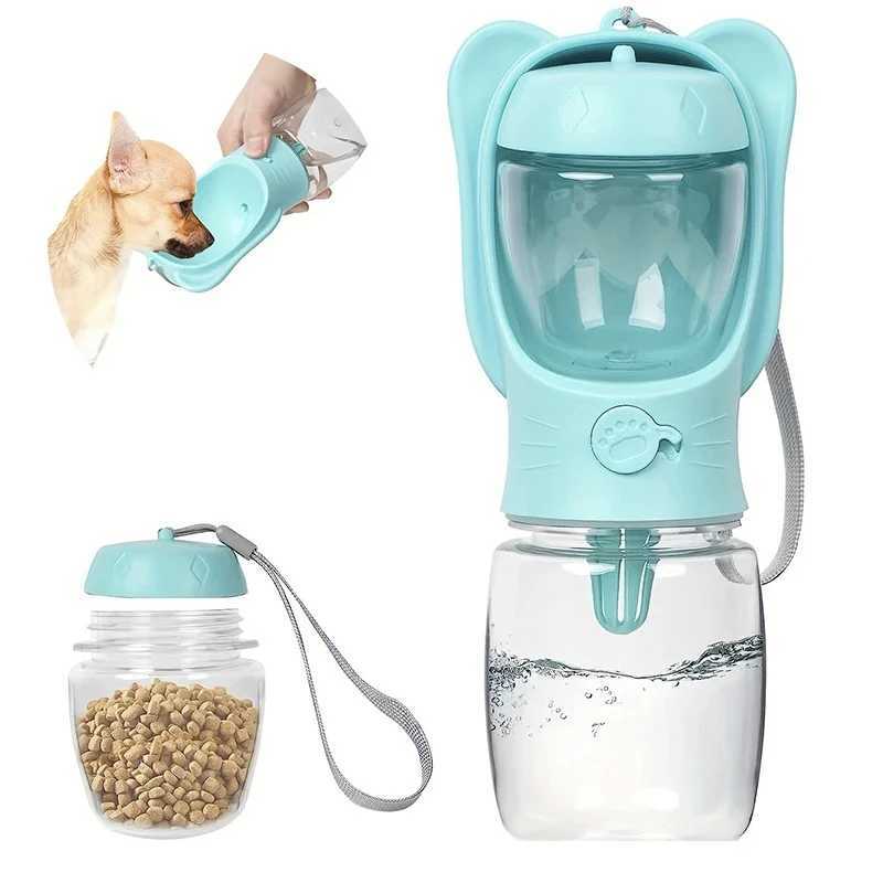 2-in-1 portable kettle with detachable dog food container leak proof outdoor pet cat dog water bottle Y250319