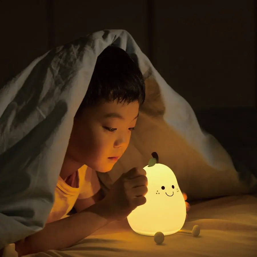 USB Rechargeable Night Light Pear Silicone Night Lights Touch Sensor Bedroom Bedside Cat Lamp With Remote For Kids Baby Gifts 250319