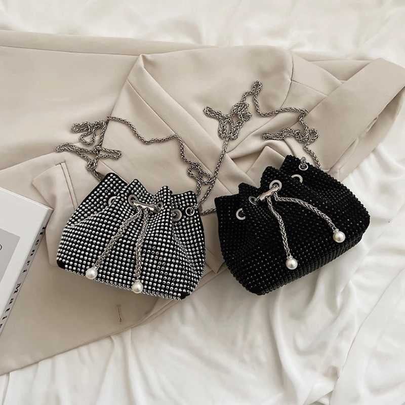 Luxury womens bag new high-quality horseshoe bucket bag exquisite PU sequin design womens single shoulder handbag Y250319