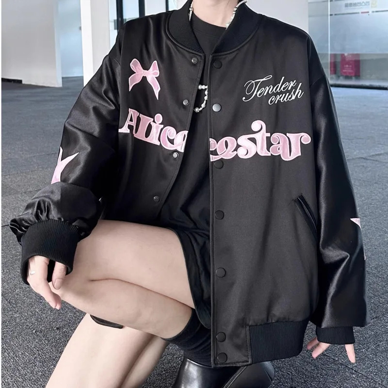 Hip hop star y bomber baseball jacket Y2k clothing womens fashion Grunge Emo Kpop sports shirt 2000s aesthetic 250314