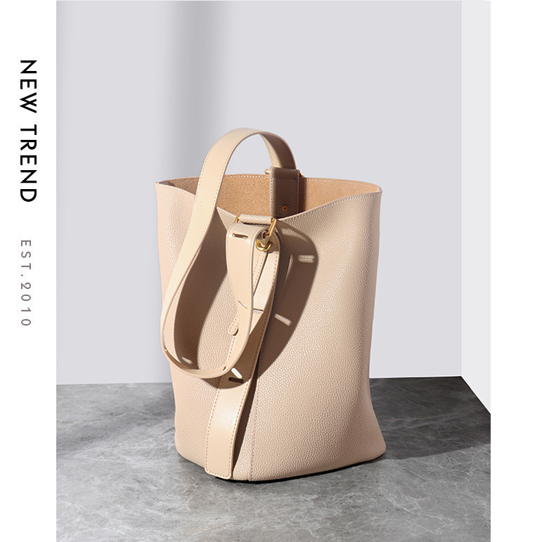 Bag Korean Style Lazy Style High End Feel Large Capacity Spring And Summer New Leather Bucket Bag Commuting Diagonal Cross Tote Bag Shoulder Bags