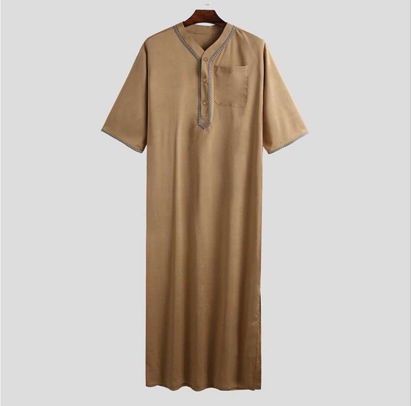 2025 New Muslim Arab Dubai Malaysia Men's Loose Robe Button Up Shirt For Men