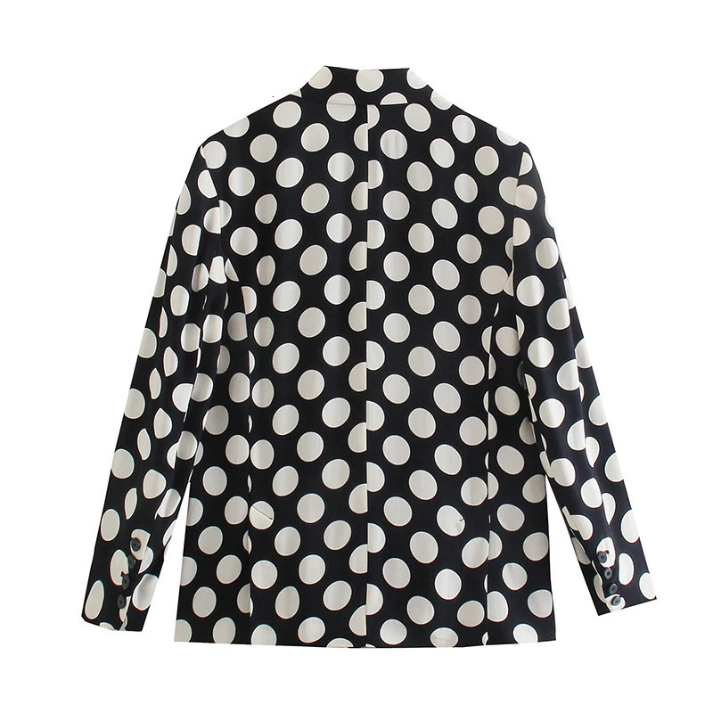 Willshela Women Fashion With Pockets Dot Single Button Blazer Vintage Notched Neck Long Sleeves Female Chic Lady Outfits 250314