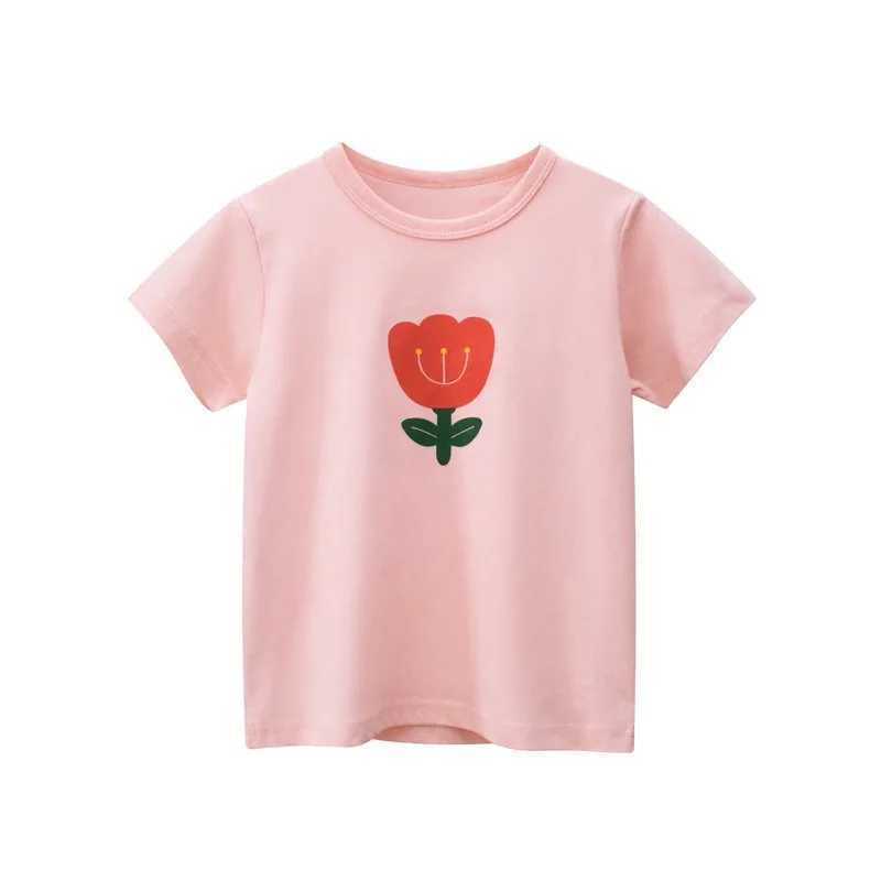 Childrens and Girls Clothing Summer Cotton T-shirt Short Sleeve Baby Top Cartoon Printed T-shirt Childrens T-shirt 2-8 YearsT250320