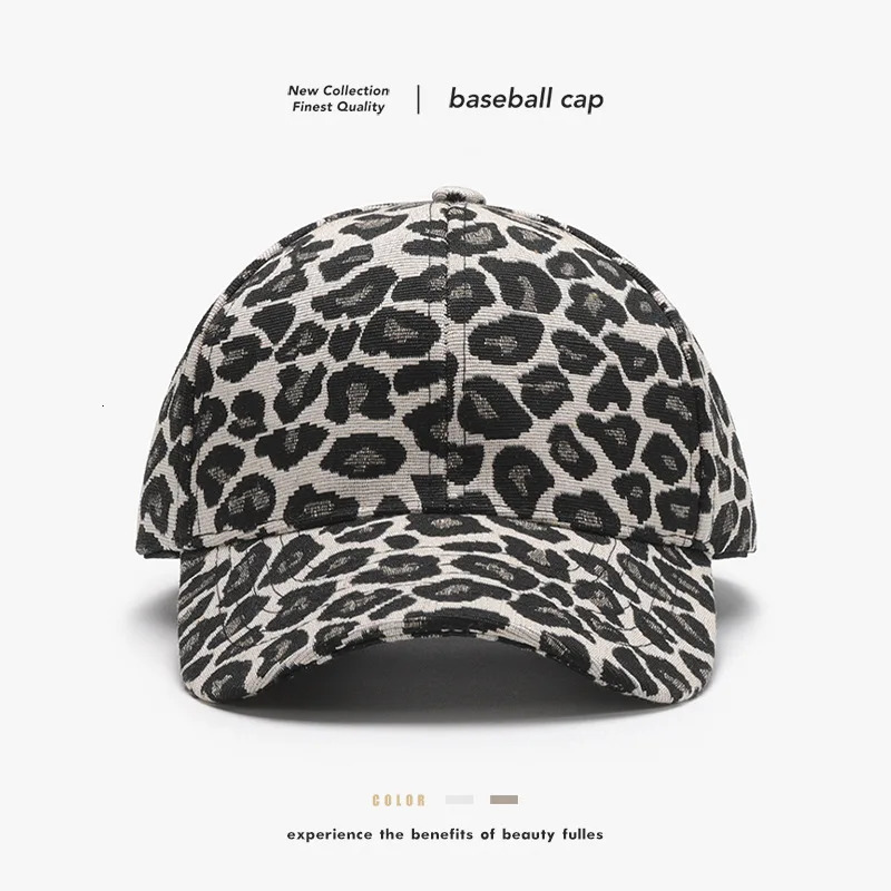 leopard print fashion womens baseball cap spring outdoor tourism travel curved brim men peaked cap large adult visors 250320