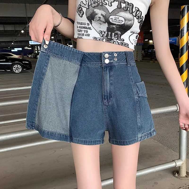 Vintage Denim Shorts Skirt For Women 2024 Summer Fashion Irregular Womens A-Line Mini Skirt Fe Street High Waist SkirtXJ250320