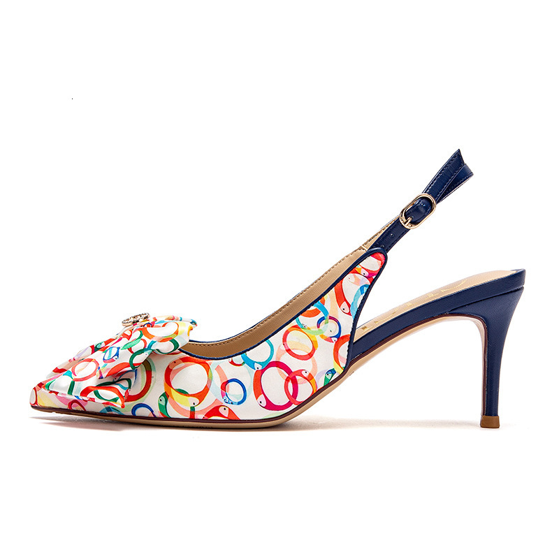 Designer CHCH Sexy Pointed High-Heeled Shallow Bow Flower Shaped Shoes, One Button Toe Closure Women's Single Sandals