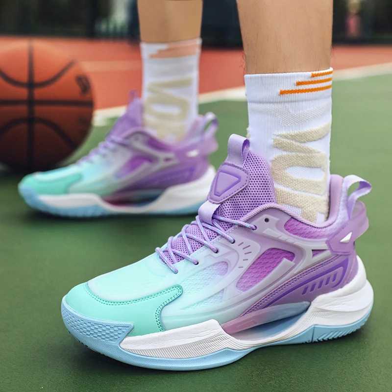 Fashionable and shiny basketball shoes mens professional training sports shoes anti slip basketball sports shoesW250320