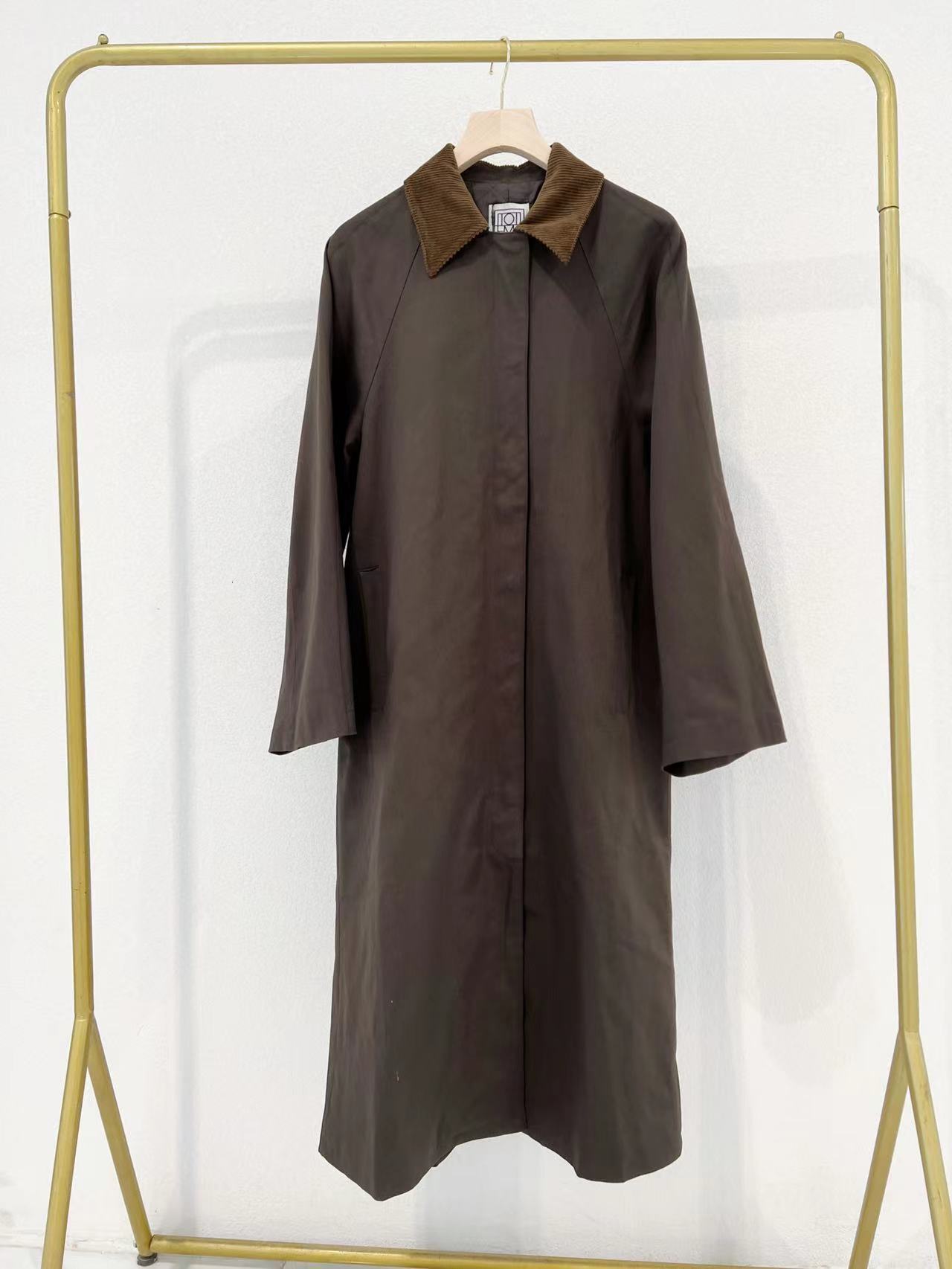 Nordic Swedish Totem workwear style A-line version medium long windbreaker silhouette clip cotton coat jacket women's clothing