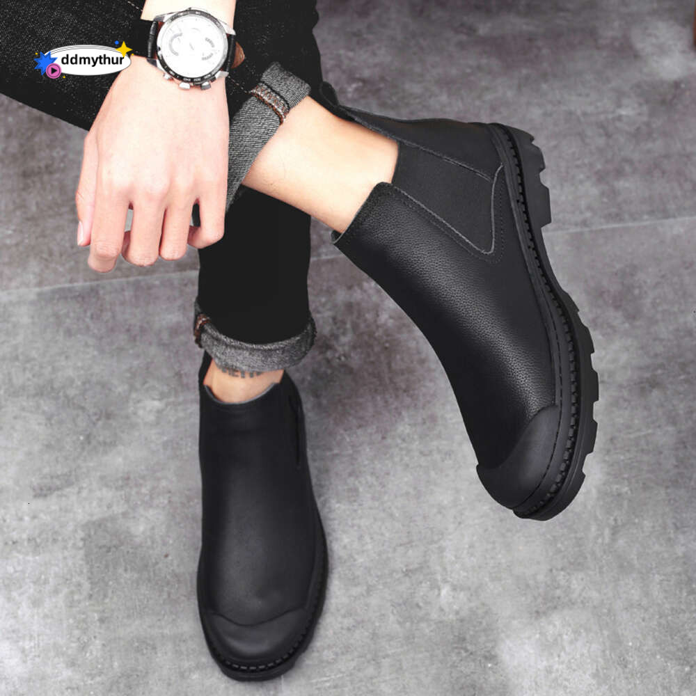 Chelsea Men's Summer Breathable England Mid Kicks Smoke Pipe Thick Sole Elevated Martin Low Top Boots ddmythur