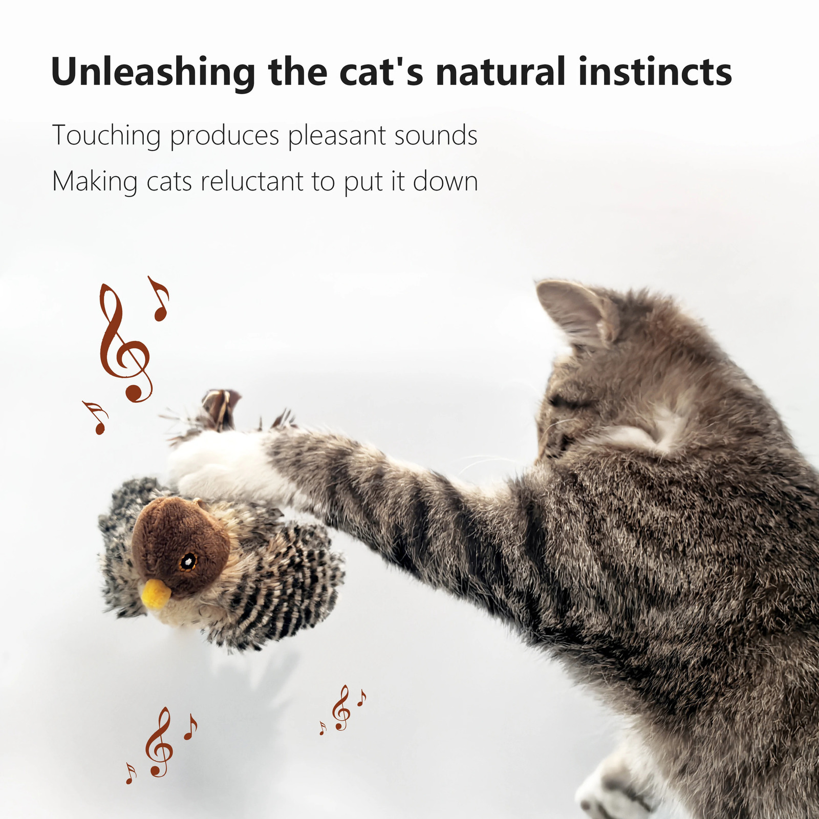 Interactive Cat Toys Electric Squeaky Simulation Bird Plush Cats Pets Teasing with Feather Catnip Kitten Chirping 250320