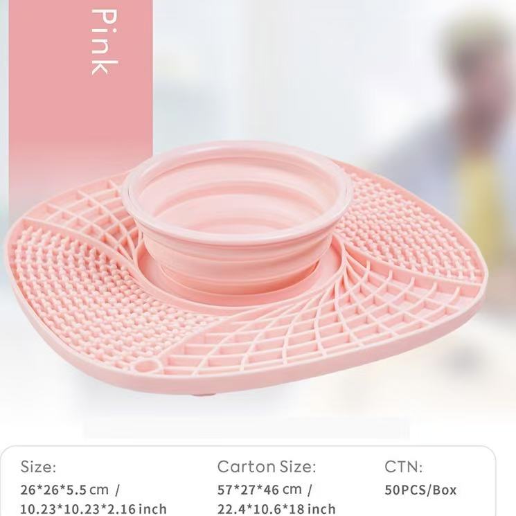 Multi functional silicone three in one pet folding slow food bowl pet anti choking dog licking pad