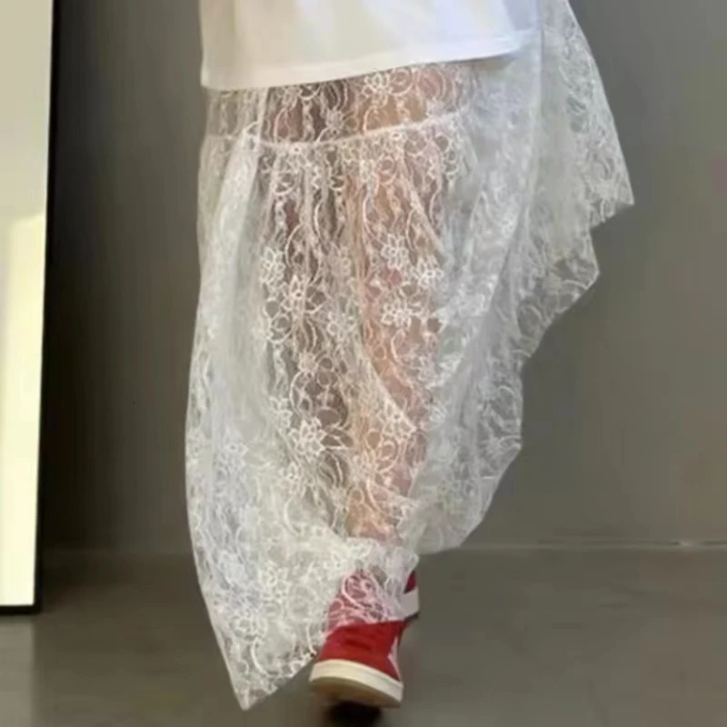 KNOW DREAM Clothes Summer Womens Long Skirt Lace Fashion High Waist Knee-Length Pure White Dress Sexy Beautiful Clothes 250320