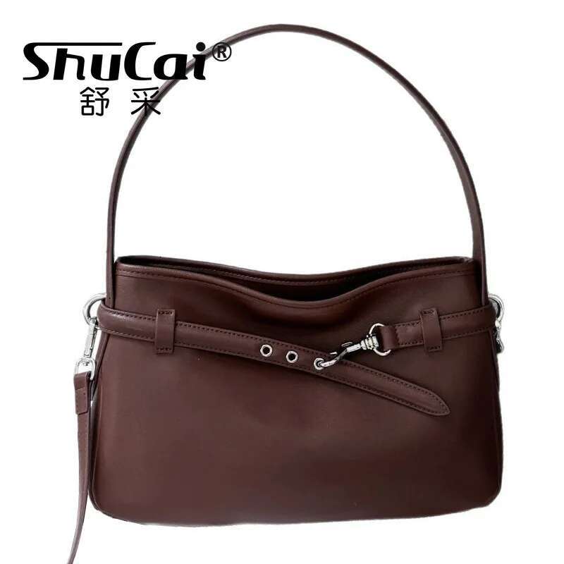 Cowhide Fashion Women Large Shoulder Bags Designer High Quality Leather Ladies Coffe Corss Bag Black White Brown 2025 New