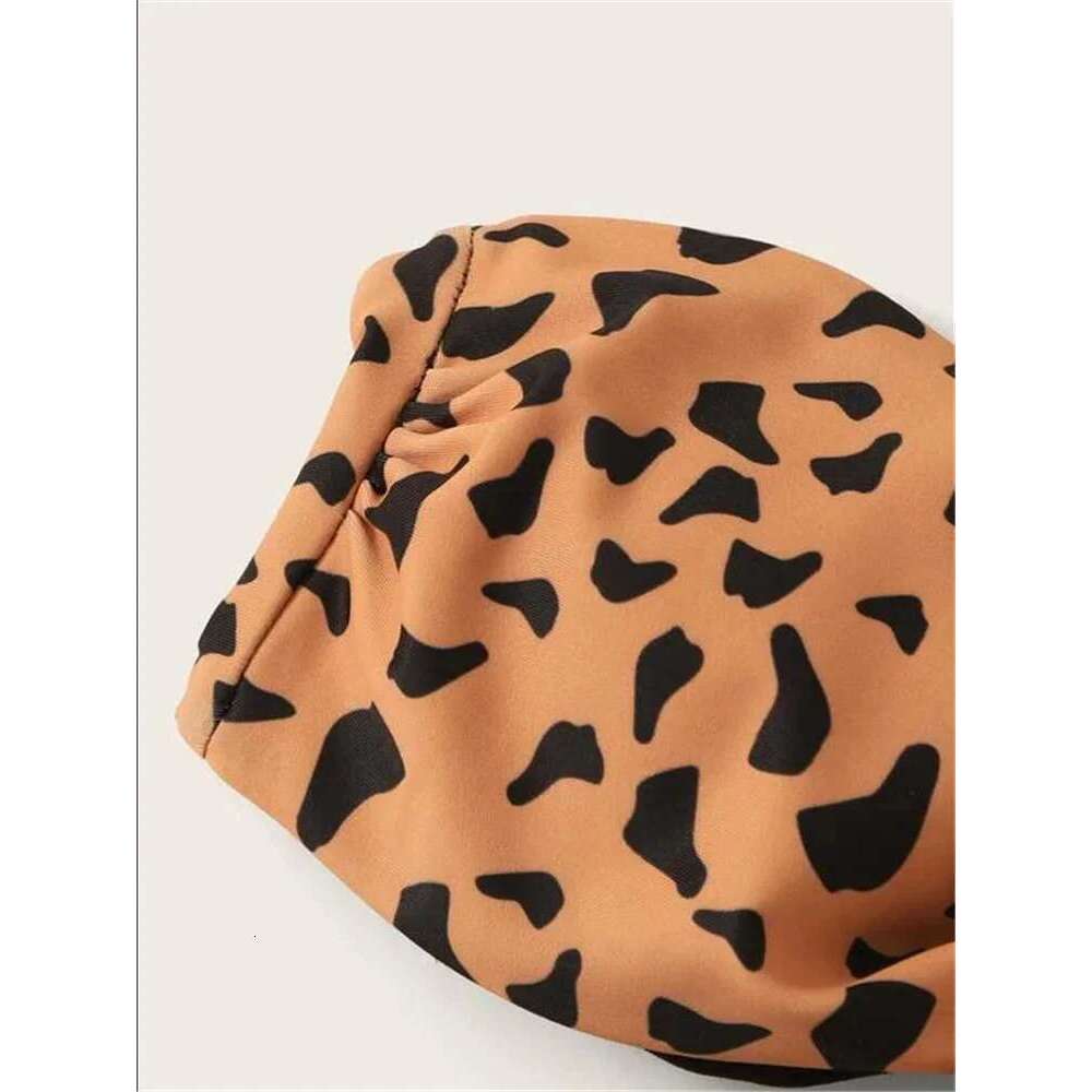 Beach Bikini 2024 Sexy Women's Front Line Leading with Leopard Pattern Swimsuit Women's Push Up Ruffle Bow Swimsuit thong Swimsuit