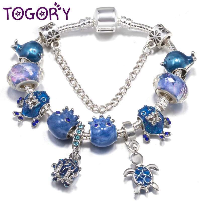 Summer Styles Octopus Dolphin Beads Charm Bracelets Fits DIY Brand Bracelet Bangles For Women Kids Bijoux Pulseras Jewelry Gift
