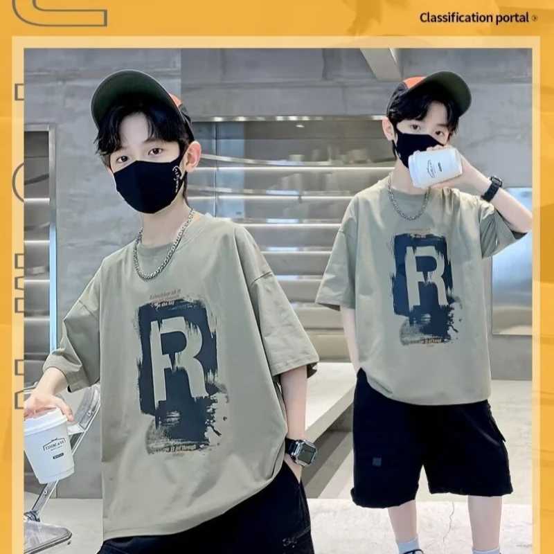 Summer Kids Clothes Streetwear Korean Style Cartoon Print T Shirt Short Sleeve Tops Tees Boys Clothes 100%Cotton Children TeesT250320