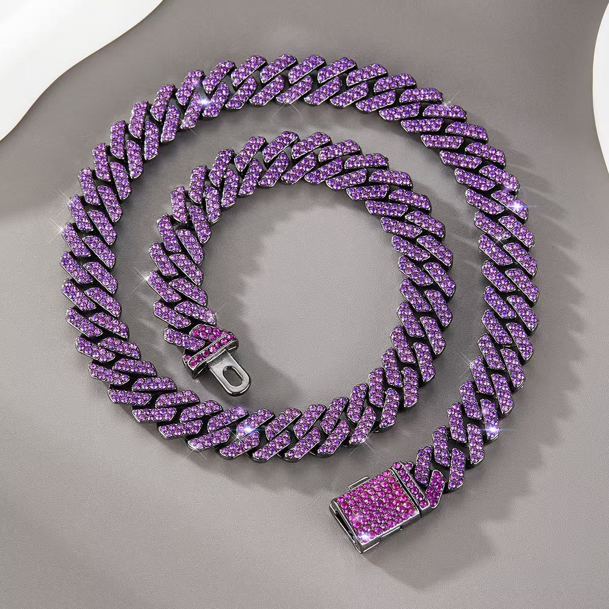 Full diamond Cuban Chain Luxury set Cuban Chain Necklace High order jewelry for formal occasions