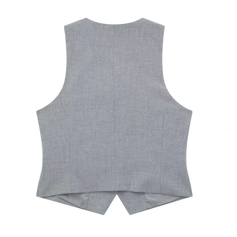 TRAF twopiece womens shorts set sleeveless formal vest top pleated gray casual 2piece 250320