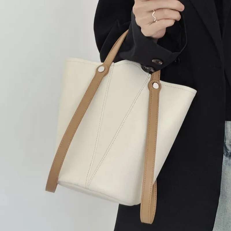 Women Shopping Basket Large Capacity Bucket New Contrast Color Tote Bag Commuter Fashion Shoulder Crossbody Bags Handbag