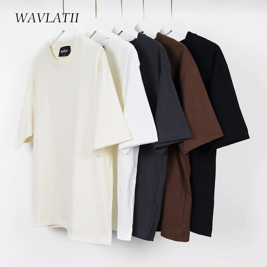WAVLATII Oversized Summer T shirts for Women Men Brown Casual Female Korean Streetwear Tees Unisex Basic Solid Young Cool Tops 250320