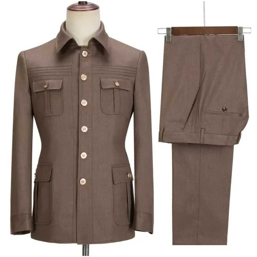 High Quality Africa Men Suit 2 Pieces Wedding Slim Fit Groom Dress Tuxedos Formal Safari Blazer Sets For Male Jacket+PantXJ250320