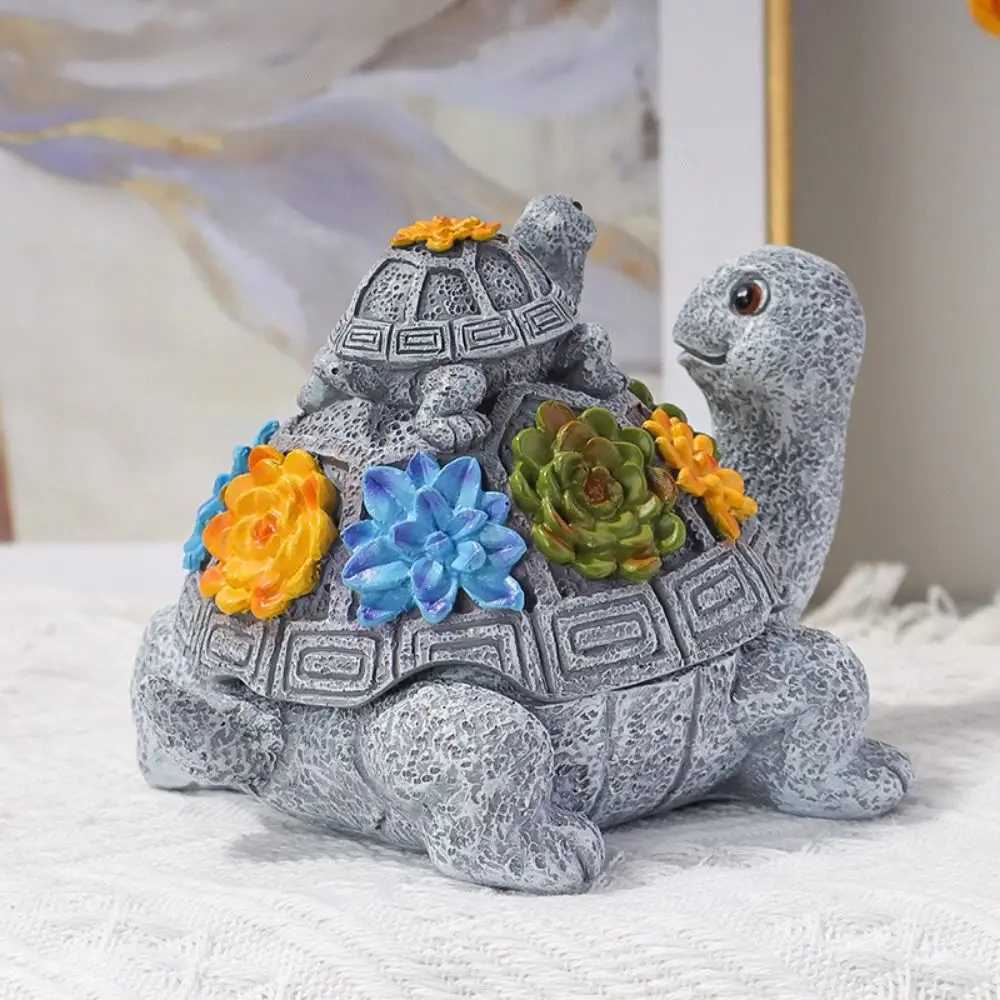 Heat Resistant Resin Turtle Ashtray Washable Cartoon Sea Turtle Ornament With Lid Desktop Ash Container Decoration AccessoriesC250319