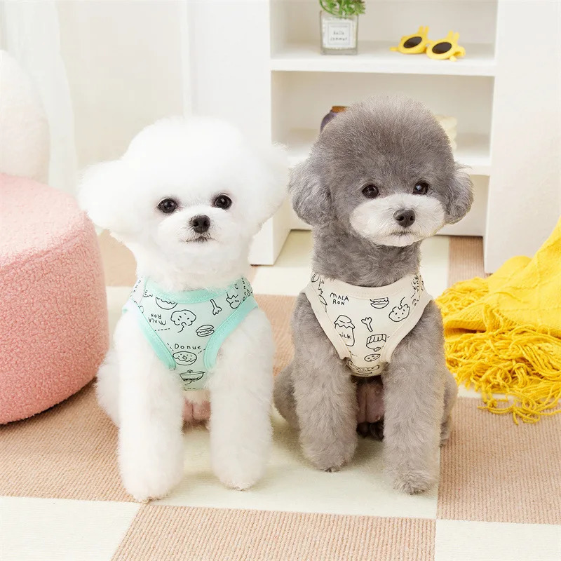 Summer Dog Shirts Cartoon Graffiti Pattern Clothing Puppy Cat Solid Tshirt Chihuahua Yorkie Thin Soft Fashion Vests Pet Clothes 250318