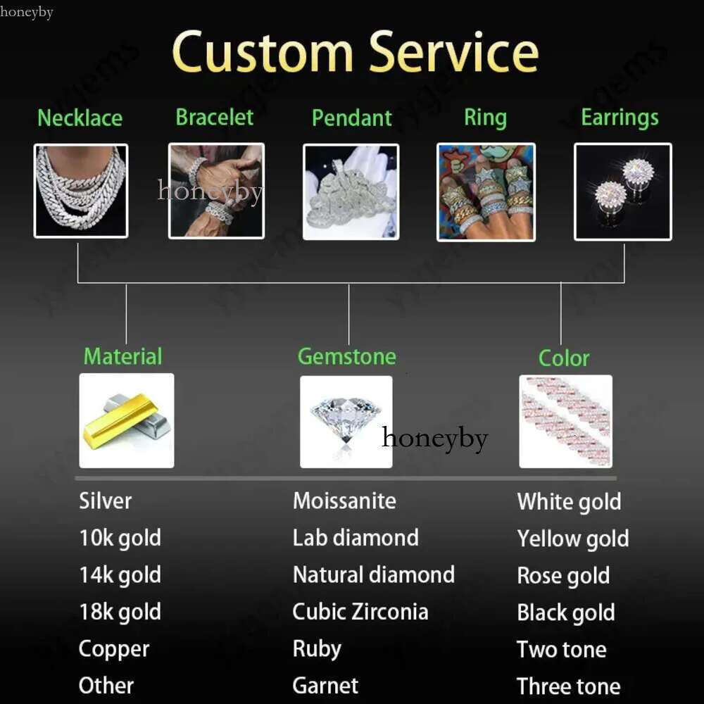 necklace moissanite chain 25mm Hip Hop Jewelry Chain Gold Plated Iced Zircon Miami Thick Cuban