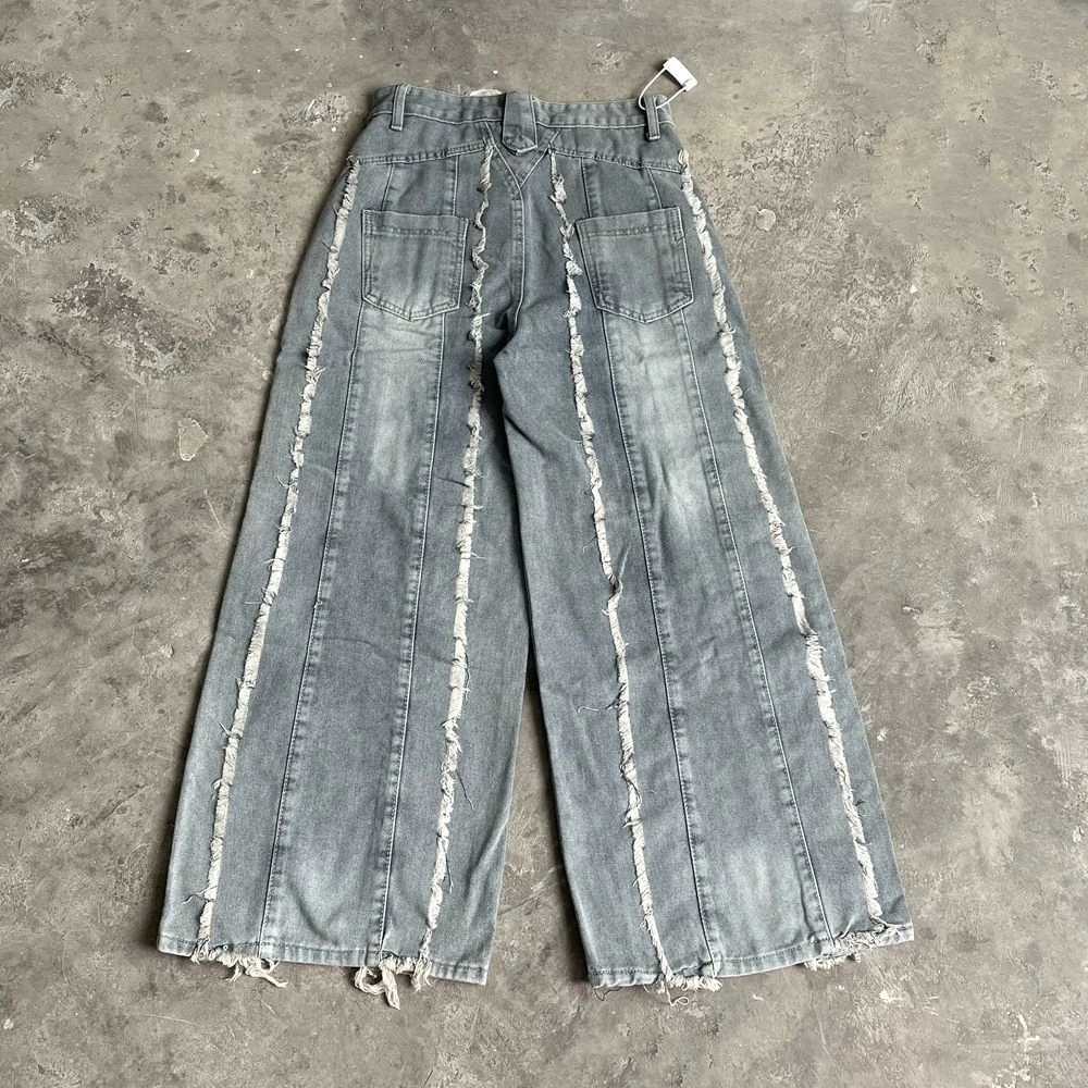 Yao888 Fashion Pants Tassel High Street Y2k Casual Streetwear Luxury Brand Loose Vintage Long Pants Trousers Jeans For MenT250319