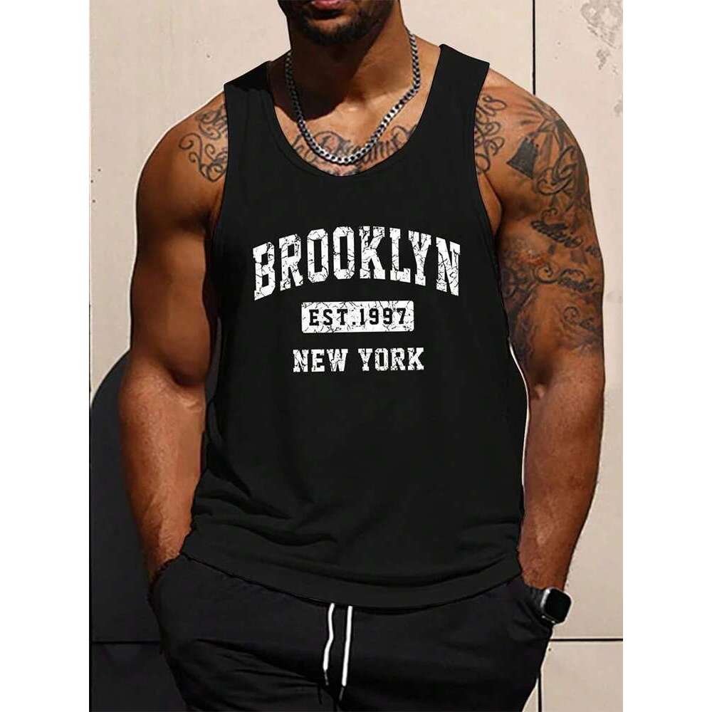 2025 New Tank Top for Men Printed Letter 3D Outdoor Sports Tank Top Fitness for Men Summer Daily Fashion Sleeveless T-Shirt for Men
