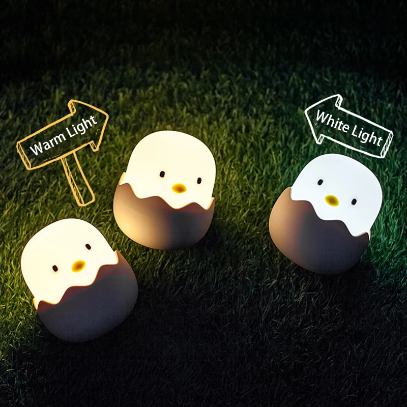 Eggshell Chicken Night Light Cartoon LED Light Bedroom Children Touch Adjustable Light Rechargeable Warm Light Atmosphere Light 250319