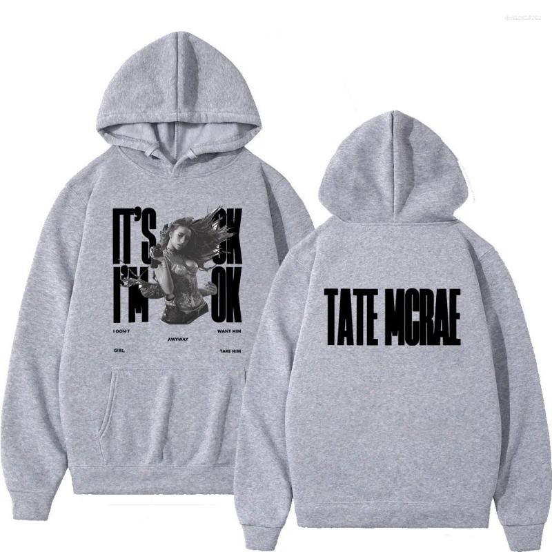 Men's Hoodies Tate McRae It's Ok I'm Merch Men Women Clothing Fashion Harajuku Oversized Hooded Sweatshirts Pullover Streetwear Y2K