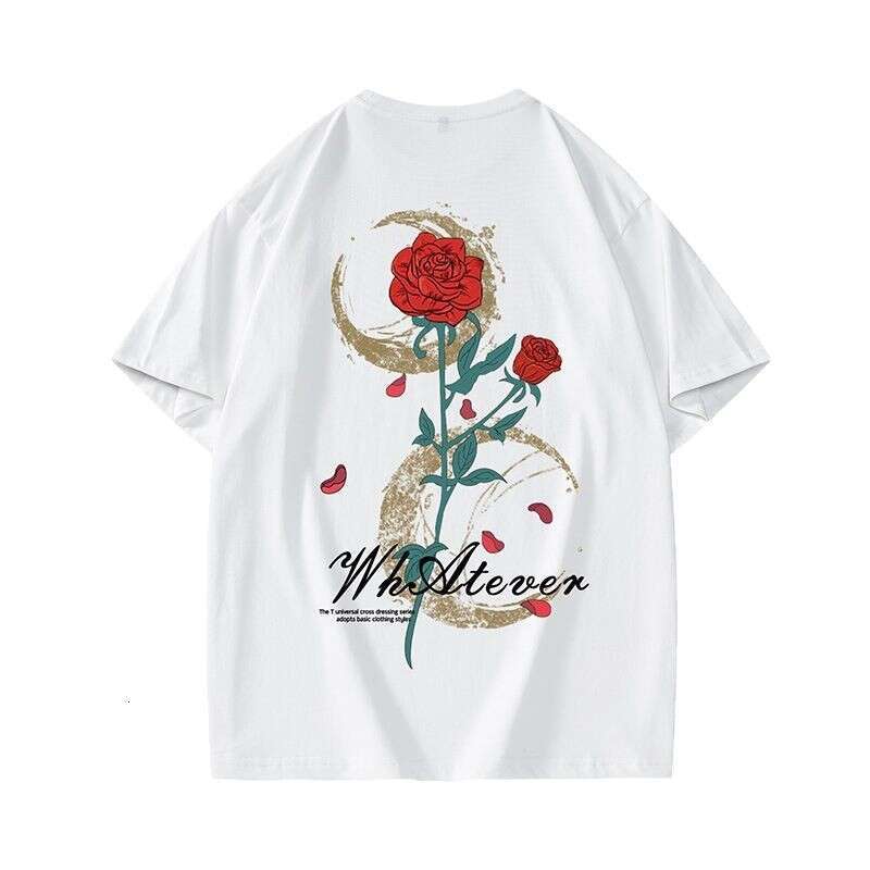 2025 Summer New Colorful Butterfly Trendy Brand Round Neck Short sleeved T-shirt for Men, Loose and Versatile Printed Pure Cotton Top