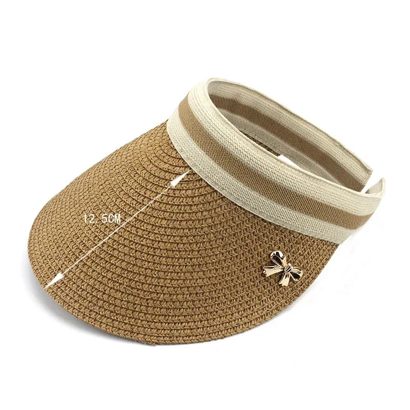 Woman Sun hats big brim foldable bowknot hand made straw paper Visor female casual shade hat summer Empty top hat beach cap 250320