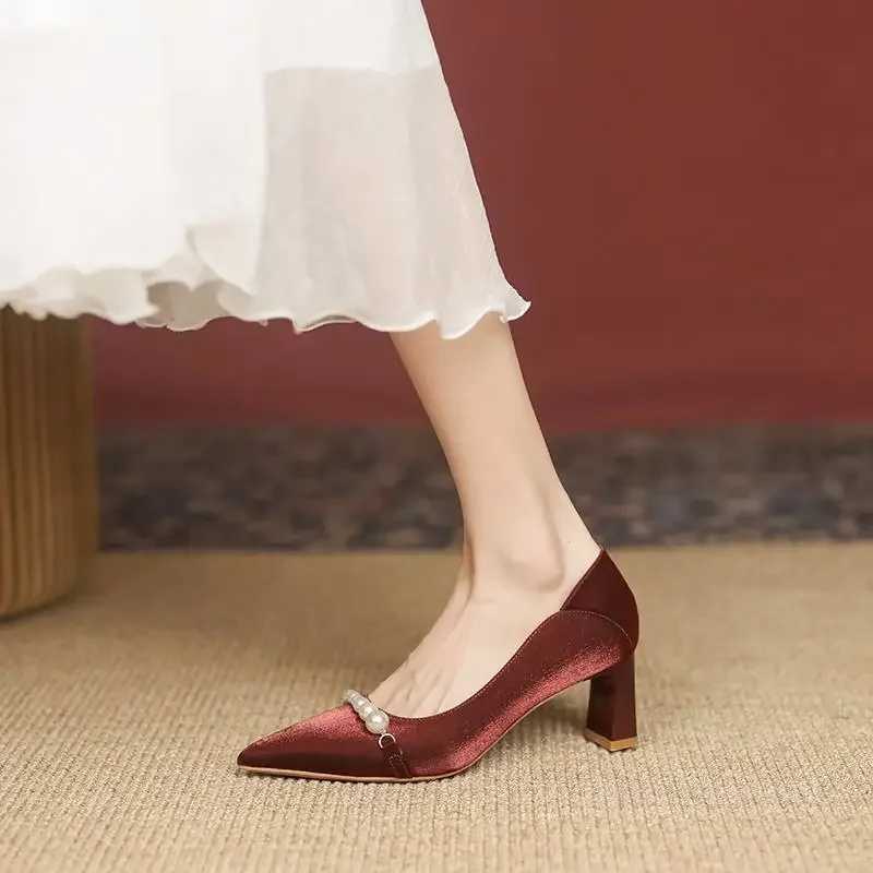 Wen 2024 Red High H Womens Summer High Heels Sexy Pump Bridal Pearl Wedding Shoes Heeled Beau Today Last A E Y250319