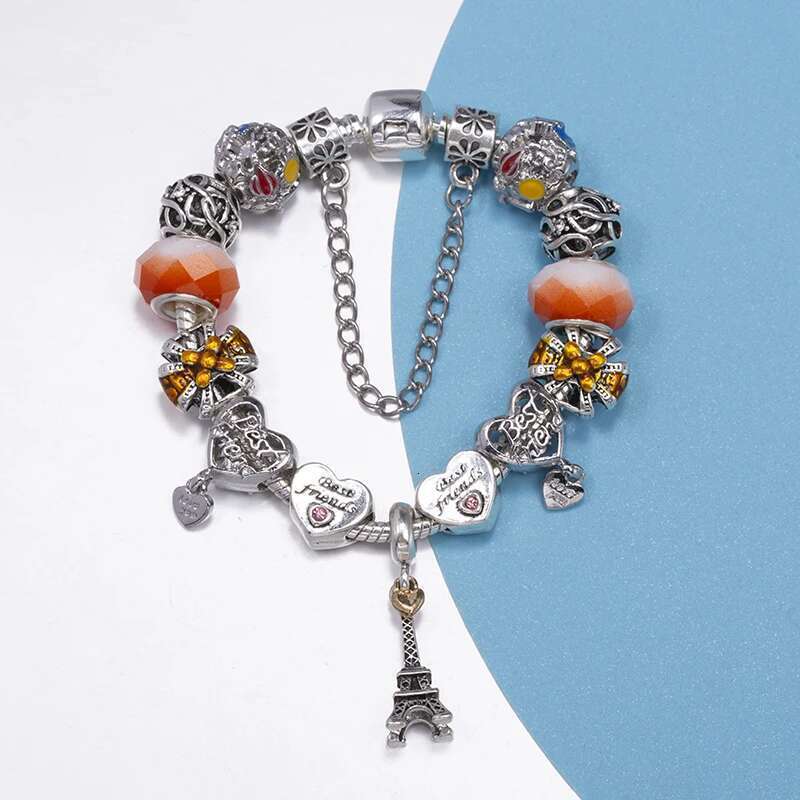 Silver Color Noble Tower Charm Bracelet For Women Fits DIY Brand Bracelets Bangles Pulseiras Jewelry Gift Special Offer