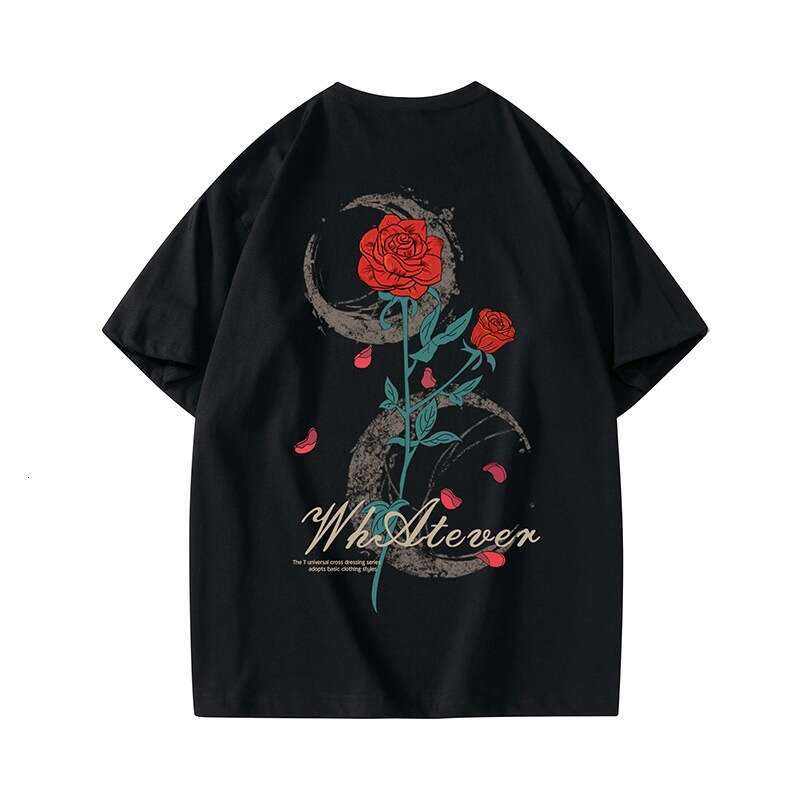 2025 Summer New Colorful Butterfly Trendy Brand Round Neck Short sleeved T-shirt for Men, Loose and Versatile Printed Pure Cotton Top