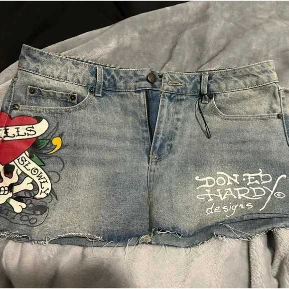 Harajuku Gothic Retro Blue Denim Leather Womens New Sexy Cool Girl Skull Graphic Printing Mini Leather Ultra Thin High Waist Bag Hip SkirtXJ250320