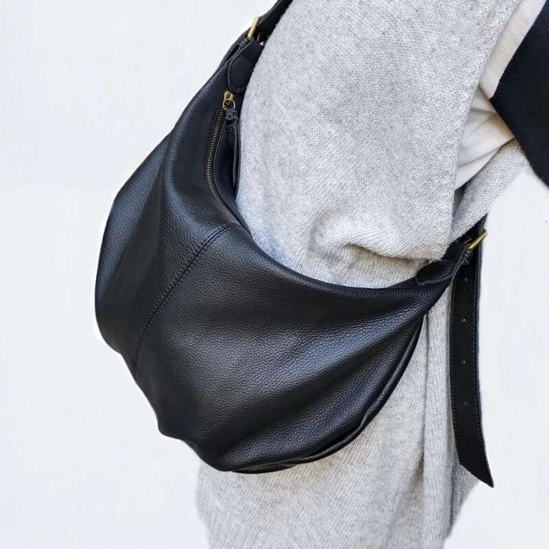 New Hobos Casual Genuine Leather Women's Bags Large Capacity Tote 2024 Trendy Soft Cowhide Single Shoulder Crossbody Bag