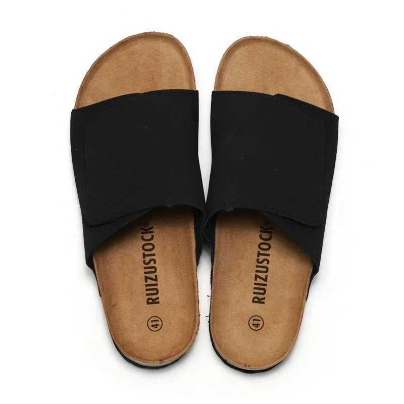 New suede leather cork slider for mens summer classic flat shoes for mens outdoor beach sandals for mens running comfort slider Y250320