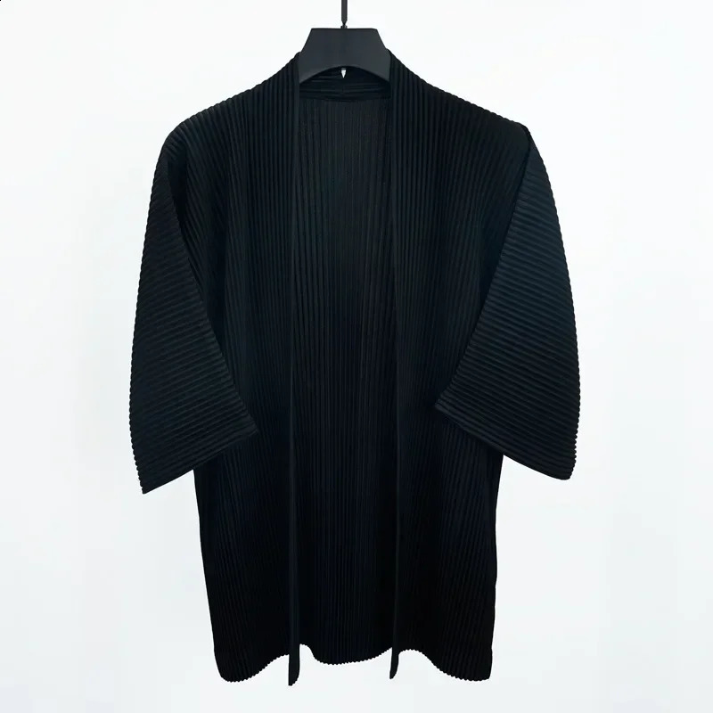 Miyake pleated jacket mens cardigan Japan springsummer loose plus size 100 top 250317