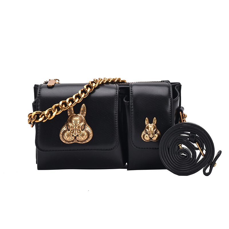 Small Fashion Trend Motorcycle For Women New Spring/Summer Chain Rabbit One Shoulder High Grade Oblique Straddle Bag