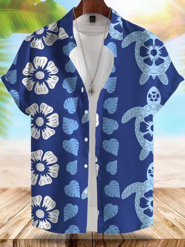 Seaside Hawaiian style mens summer vacation casual mens short sleeved outdoor beach loose and comfortable mens shirt M250320