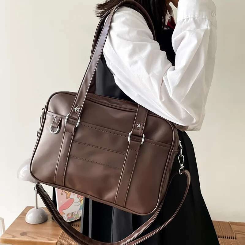Japanese Style JK High School Student Uniform PU Leather Shoulder Bag Women Simple Handbags Crossbody Bags Itabag