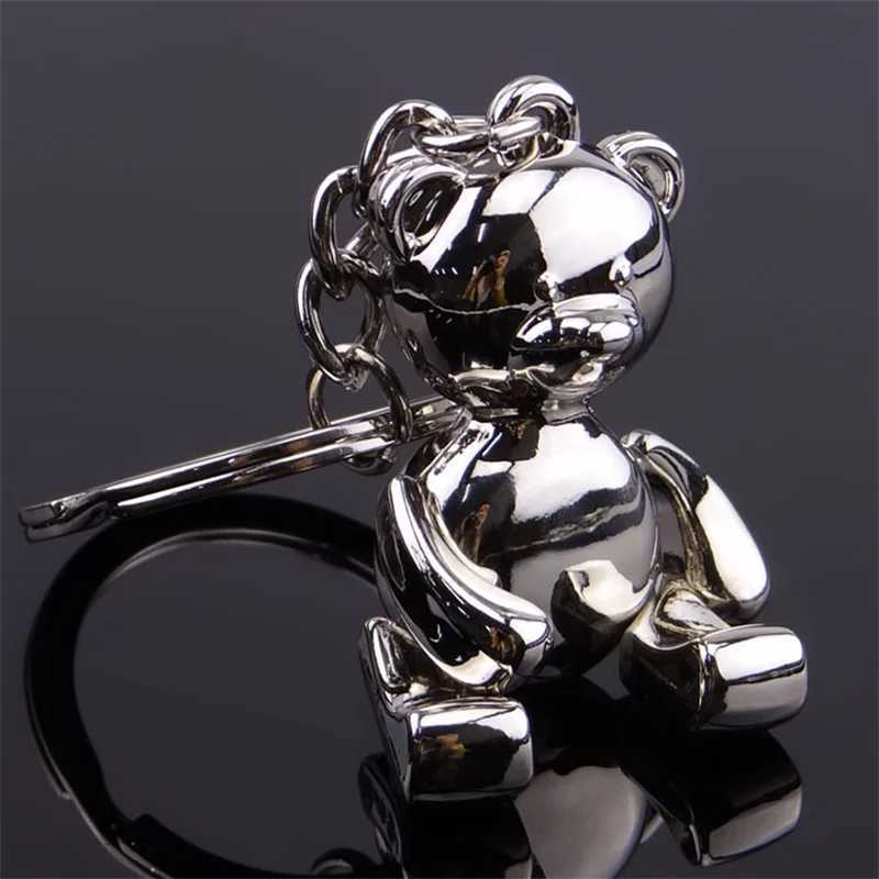 Cute metal mobile bear keychain 3D animal keychain womens car handbag charm accessories keyholderXJ250319