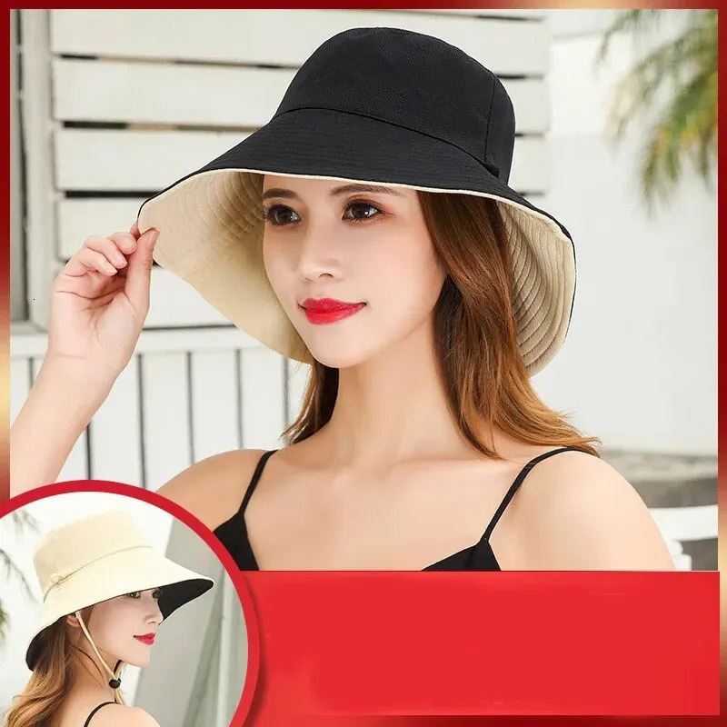 Fisherman Hat Womens Summer Face Cover Sunscreen Large Brim Sunshade Hat Internet Celebrity Double-Sided And Versatile 250320