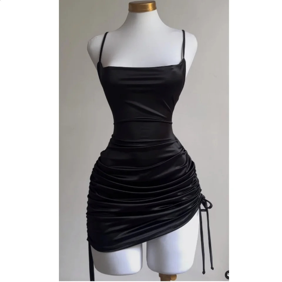 Lace backless sleeveless non slip dress club party black sexy short skirt street shirt Harajuku Y2K retro 250319