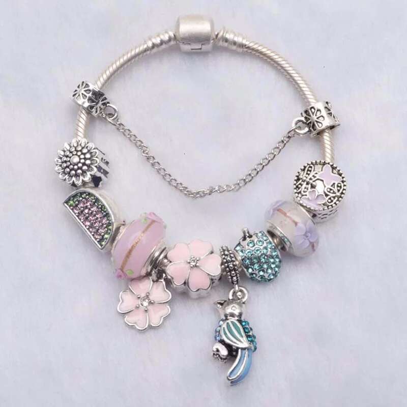 Fashion Woodpecker Charm Bracelets For Women Men Fits Original Crystal Animal Beads Bracelets Bangle For Women Pulseira Jewelry