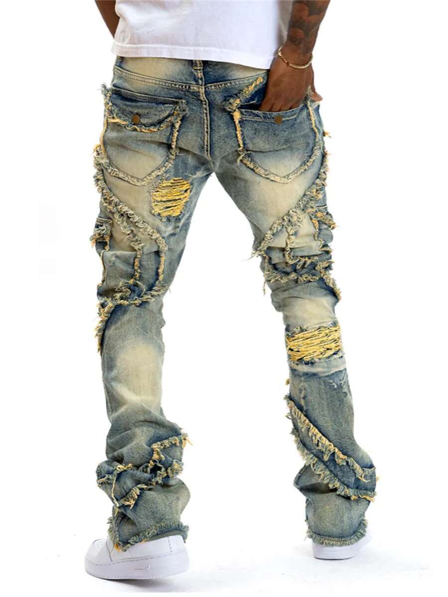 Designer Jeans Men's Spring And Autumn Casual Denim Pants Wave Multi Pocket Slim Fit Jeans Street Wear Pants Punk Fashion Retro Hip-hop Men'